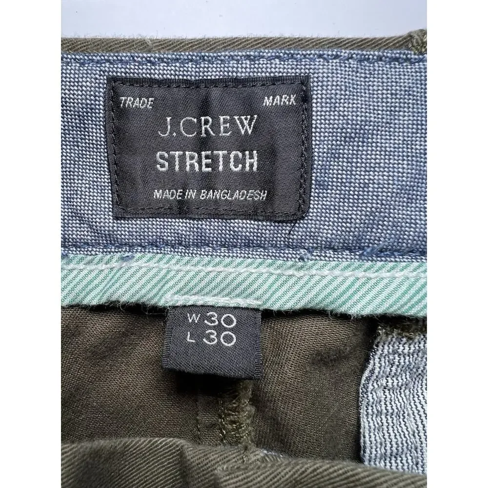 J.Crew Stretch Skinny Chino Pants Men’s W30 Green Twill Flat Front Pockets
